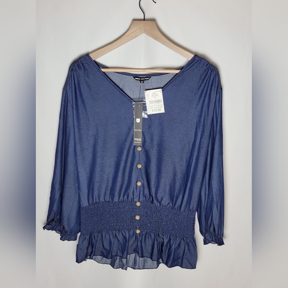 Navy Blouse Unique Spectrum XL Lightweight - Picture 2 of 7